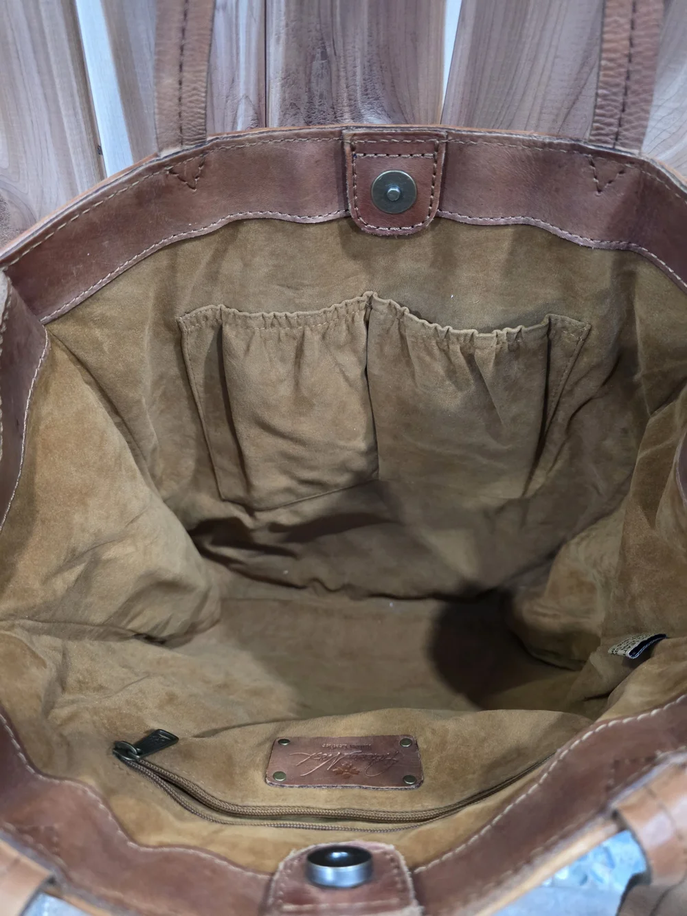 Patricia Nash Woven Patchwork Leather Tote Bag Brown Shoulder Purse